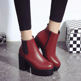 KissICON 2024 Autumn/Winter New Women's Short Boots, Coarse Heel,