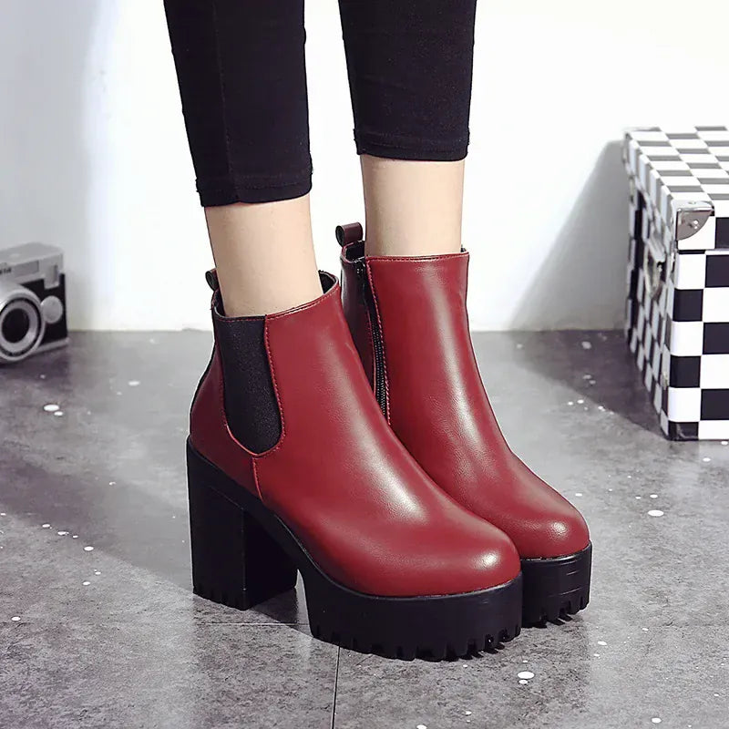 KissICON 2024 Autumn/Winter New Women's Short Boots, Coarse Heel,