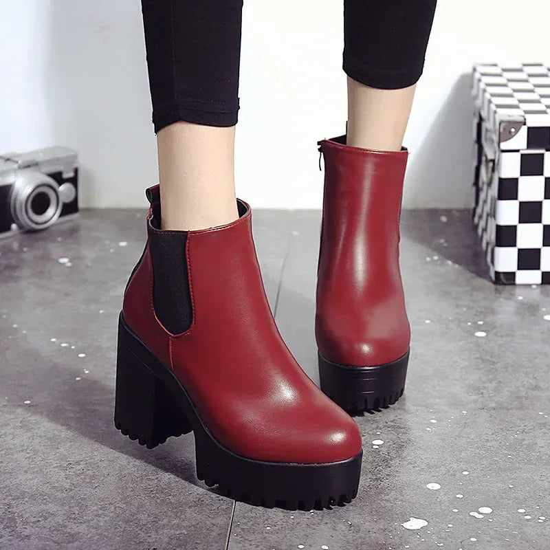 KissICON 2024 Autumn/Winter New Women's Short Boots, Coarse Heel,