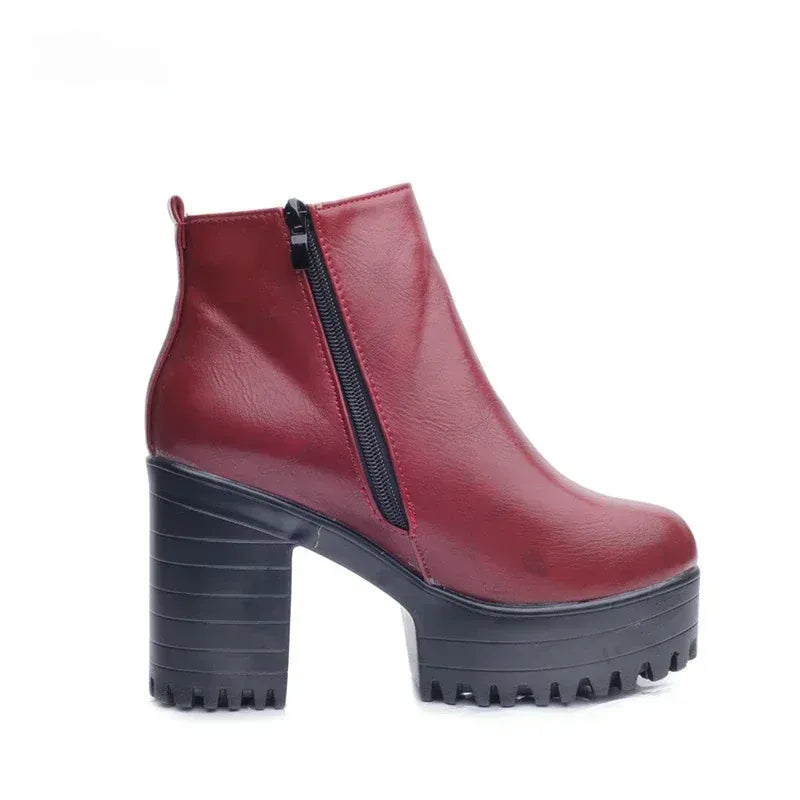 KissICON 2024 Autumn/Winter New Women's Short Boots, Coarse Heel,