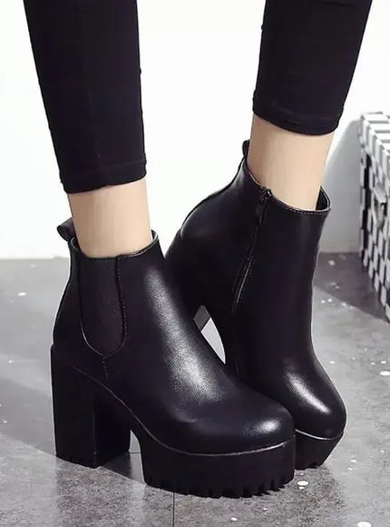 KissICON 2024 Autumn/Winter New Women's Short Boots, Coarse Heel,