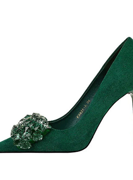 KissICON 2024 New Fashion Pointed Toe Suede Rhinestone Women