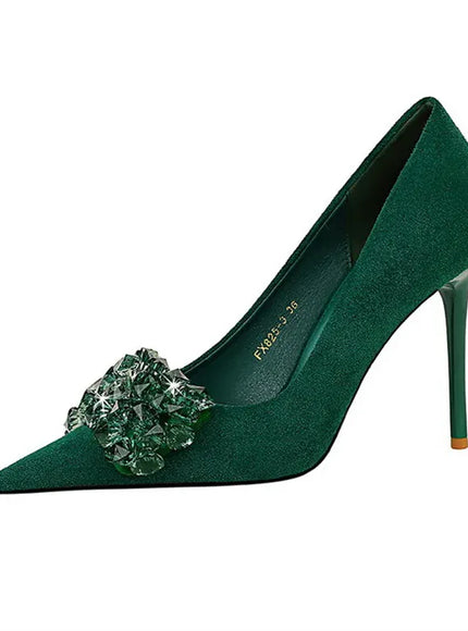 KissICON 2024 New Fashion Pointed Toe Suede Rhinestone Women