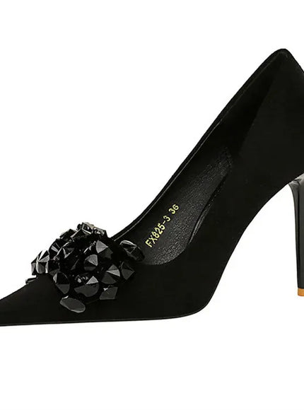 KissICON 2024 New Fashion Pointed Toe Suede Rhinestone Women
