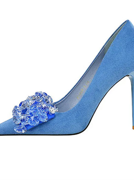 KissICON 2024 New Fashion Pointed Toe Suede Rhinestone Women