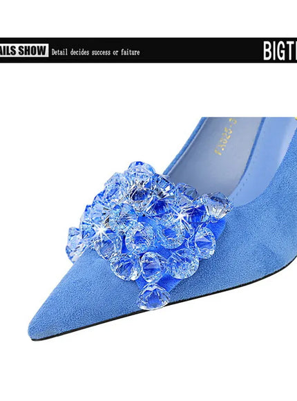 KissICON 2024 New Fashion Pointed Toe Suede Rhinestone Women