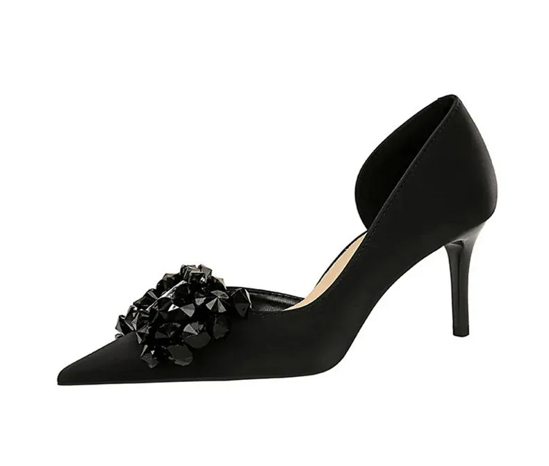 KissICON 2024 New Rhinestone Women Pumps Bow knot Retro
