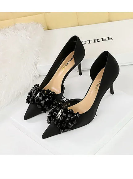 KissICON 2024 New Rhinestone Women Pumps Bow knot Retro