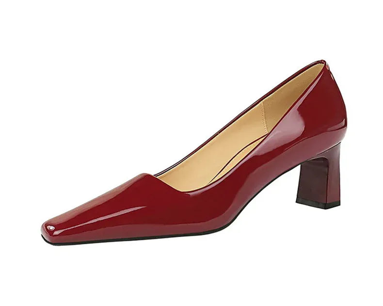 KissICON 2024 Spring Versatile Fashion Shallow Mouth Patent Leather