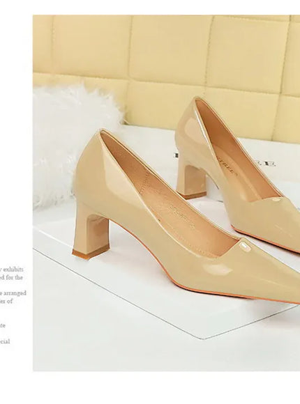 KissICON 2024 Spring Versatile Fashion Shallow Mouth Patent Leather