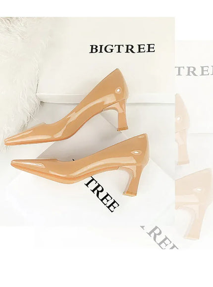 KissICON 2024 Spring Versatile Fashion Shallow Mouth Patent Leather