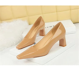 KissICON 2024 Spring Versatile Fashion Shallow Mouth Patent Leather