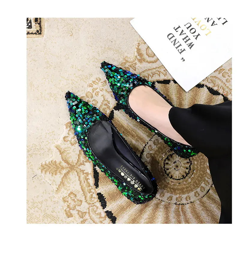 KissICON 2024 Version Fashion Style Sequin Women's Shoes Shallow