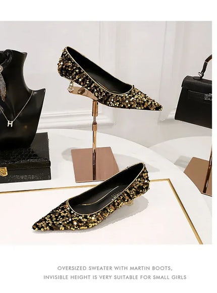 KissICON 2024 Version Fashion Style Sequin Women's Shoes Shallow