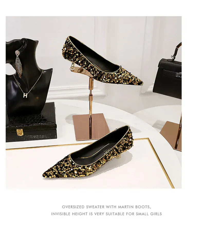 KissICON 2024 Version Fashion Style Sequin Women's Shoes Shallow
