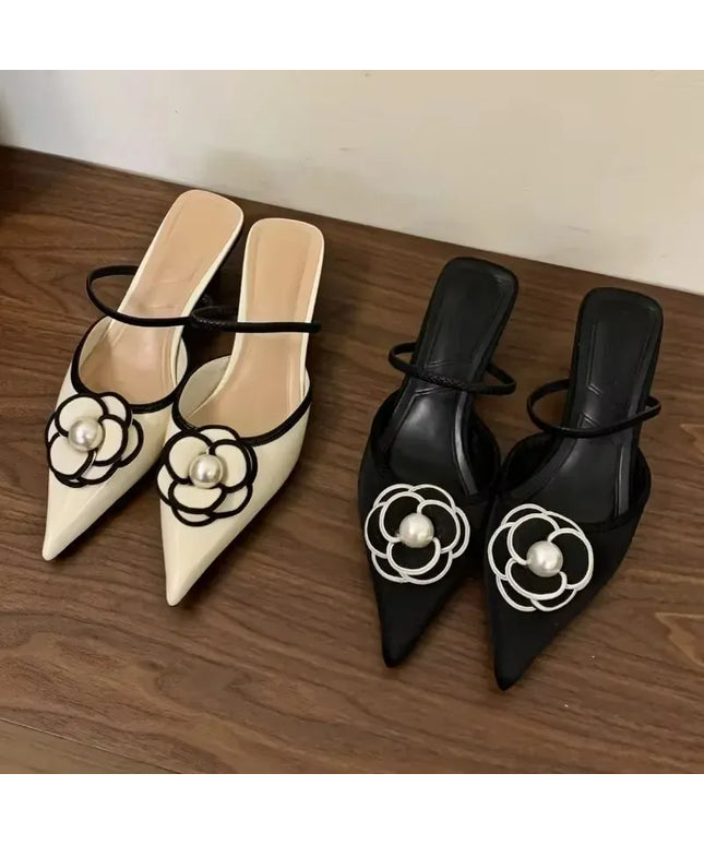 Dropshipman 2025 Flower Pointed Toe High Heels Women Luxury Designer Sandals Female Summer Elegant Fashion Pumps Flower Mule Slippers Women