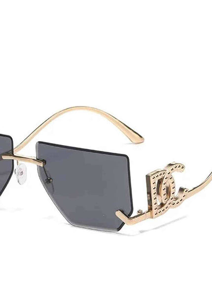 KissICON 2025 Luxury Oversized Rimless Sunglasses – Vintage Letter Design