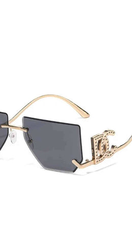 KissICON 2025 Luxury Oversized Rimless Sunglasses – Vintage Letter Design