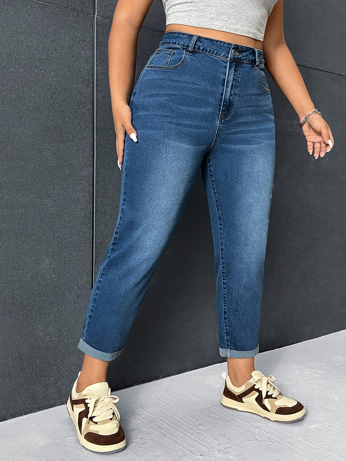 jkthpu-45 2025 New Women's Plus-Size High-Elasticity Comfort Jeans with
