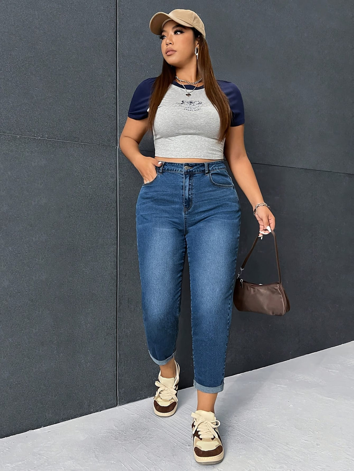 jkthpu-45 2025 New Women's Plus-Size High-Elasticity Comfort Jeans with