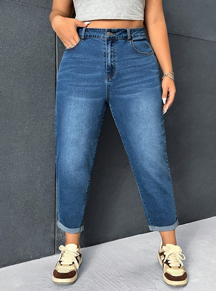 jkthpu-45 2025 New Women's Plus-Size High-Elasticity Comfort Jeans with