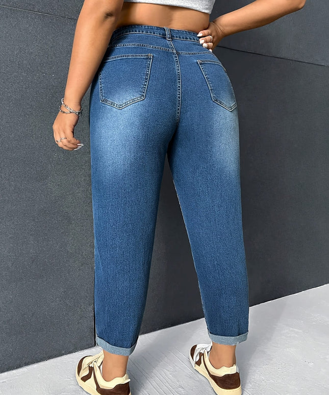 jkthpu-45 2025 New Women's Plus-Size High-Elasticity Comfort Jeans with