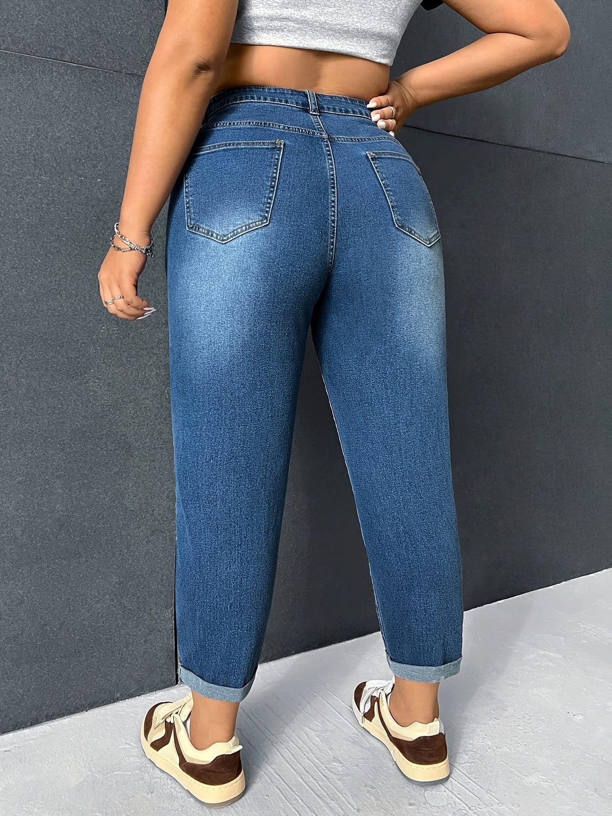jkthpu-45 2025 New Women's Plus-Size High-Elasticity Comfort Jeans with