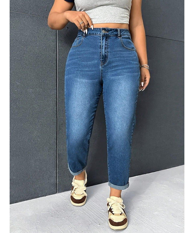 jkthpu-45 2025 New Women's Plus-Size High-Elasticity Comfort Jeans with