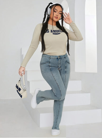 jkthpu-45 2025 Plus Size Women's Stretch Skinny Jeans -