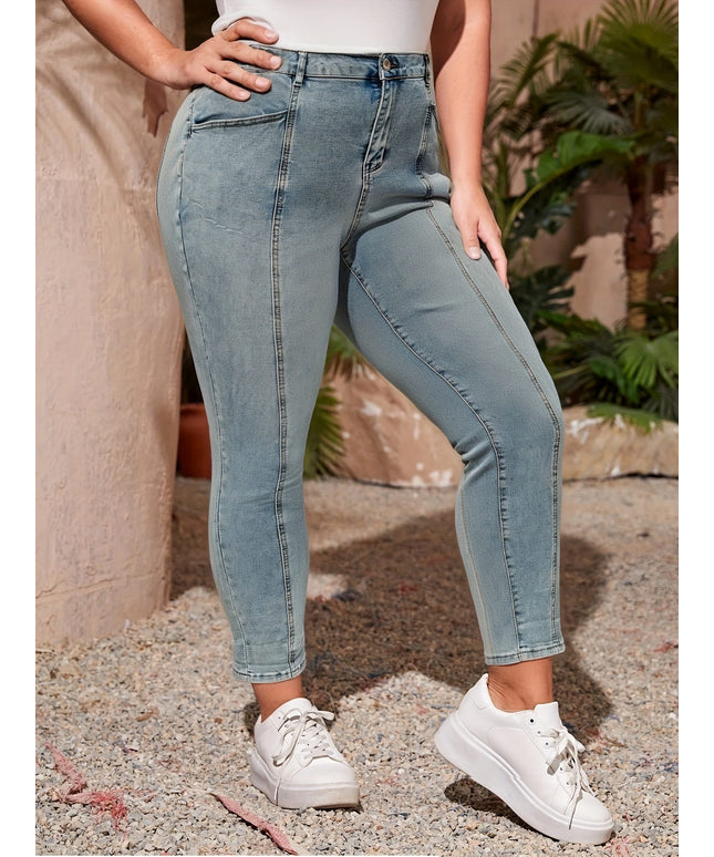 jkthpu-45 2025 Plus Size Women's Stretch Skinny Jeans -