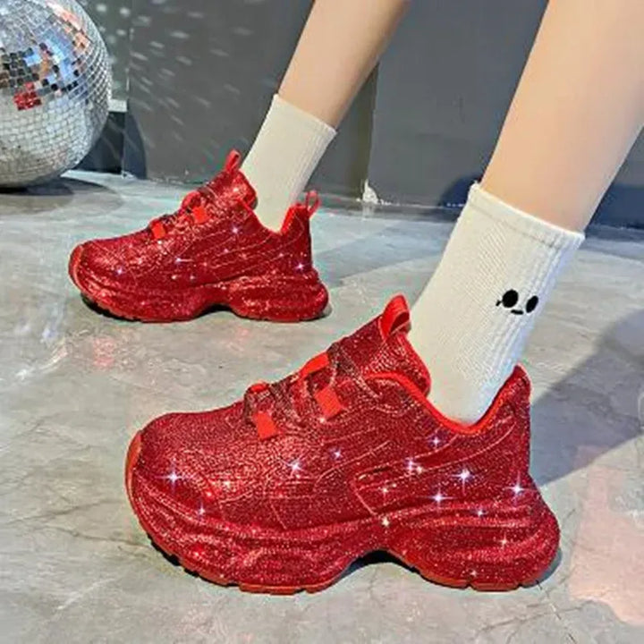 2025 Women Luxury Platform Sneakers Bling Casual Outdoor Shoes High Quality Running Tennis Sneaker Lace Up Fashion Sport Shoe