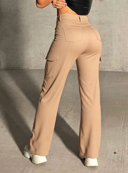 jkthpu-45 2025AW Women'S Stretchable Comfortable Khaki Cargo Pants -