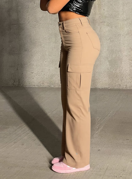 jkthpu-45 2025AW Women'S Stretchable Comfortable Khaki Cargo Pants -