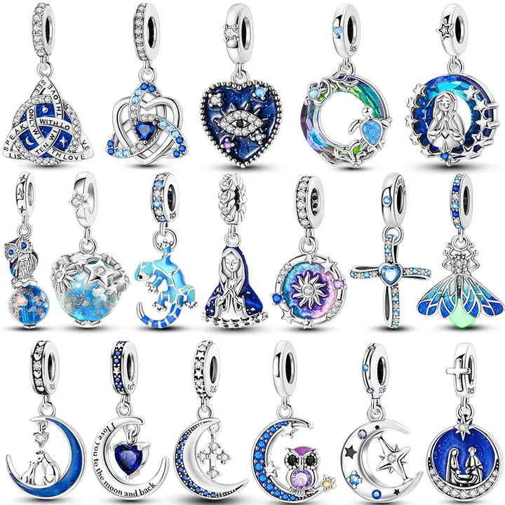 2026 Hot Blue Series 925 Sterling Silver Charms Butterfly Devil's Eye Pendant Fit Bracelet DIY Jewelry Original For Women Gifts