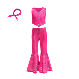 KissICON 2026 Movie Descendant Red Role Playing Costume 3PCS Suit Coat+Dress+Flared Pants Halloween Girls The Rising of Red Clothing Set