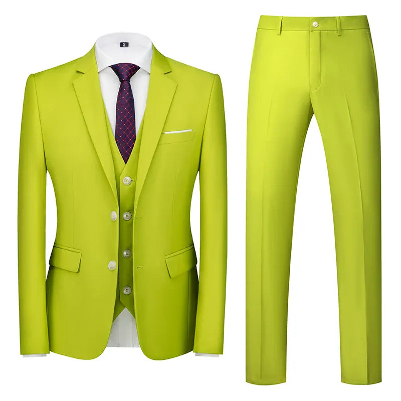 KissICON 2026 Purple Slim Fit ThreePiece Mens Suit Set