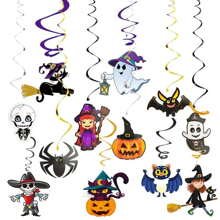 2026 Spooky Horror House Hanging Swirl Decor 6Pcs/Set Halloween Ceiling DIY Ornament For Home Festival Theme Party Event Decor