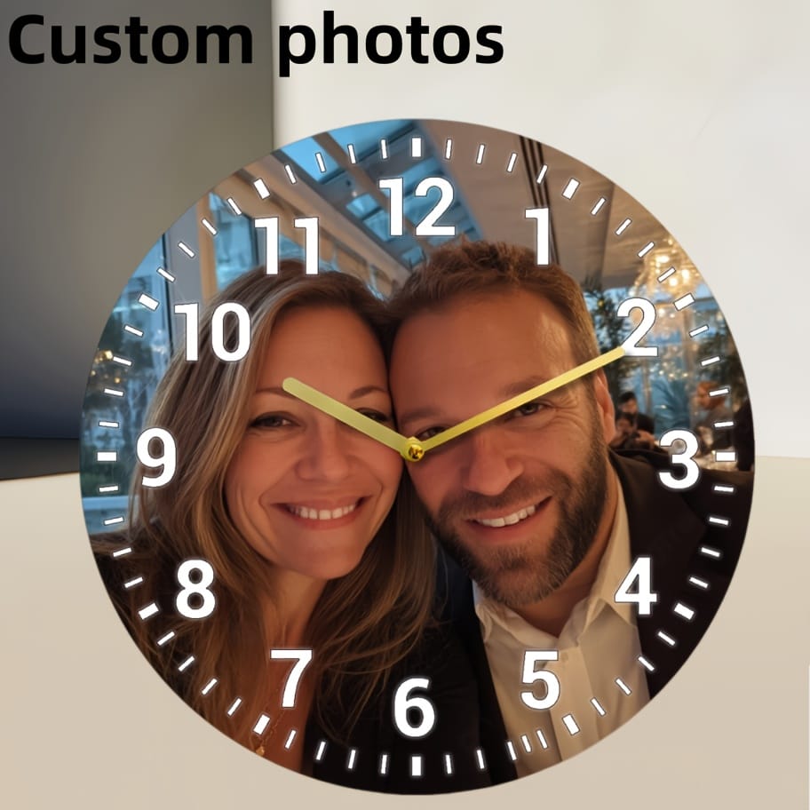 KissICON 20cm/7.9in Personalized Wooden Clock Cherish Memories Love Time