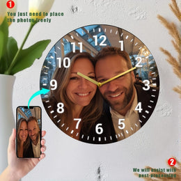 KissICON 20cm/7.9in Personalized Wooden Clock Cherish Memories Love Time