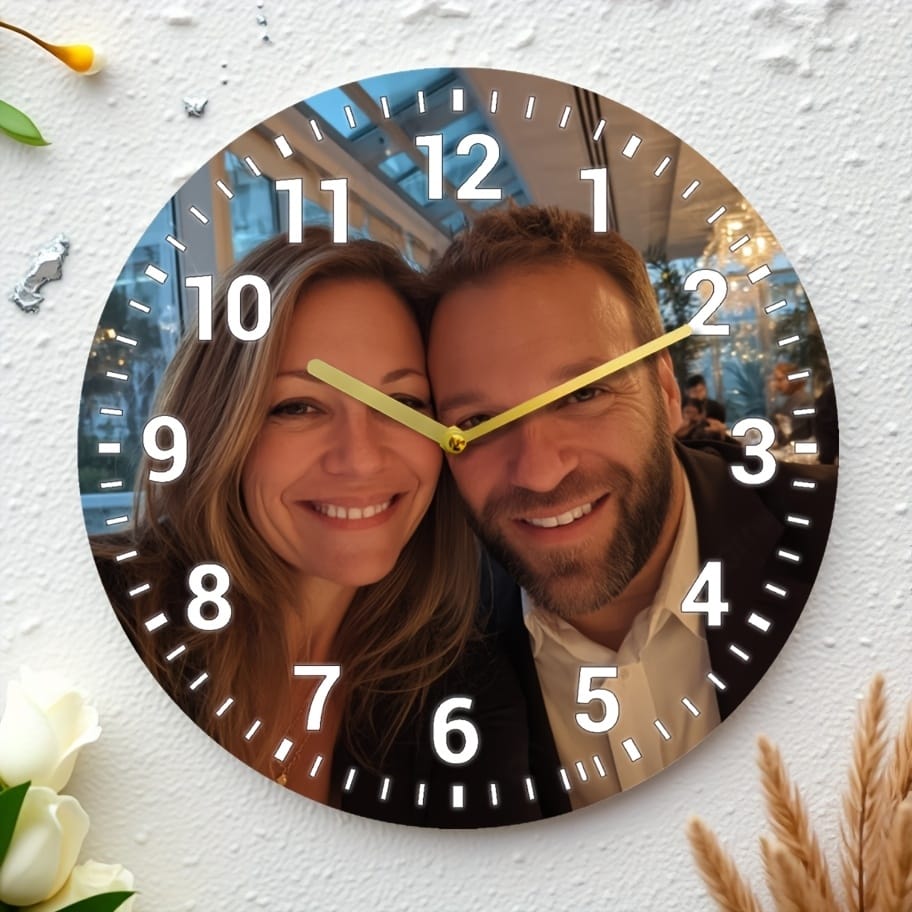 KissICON 20cm/7.9in Personalized Wooden Clock Cherish Memories Love Time