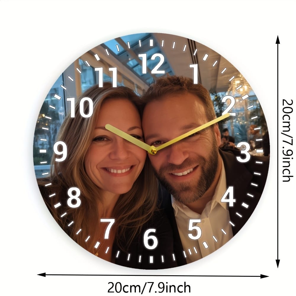 KissICON 20cm/7.9in Personalized Wooden Clock Cherish Memories Love Time