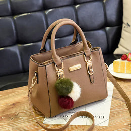 Dropshipman (20cm<Max Length<30cm) / khaki Yogodlns women beading pendant handbag ladies embossed shoulder bag ladies Messenger bag hairball bags high quality bag