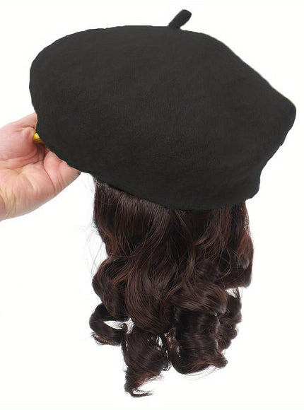 KissIcon Elegant Curly Wave Beret Wig Hat -