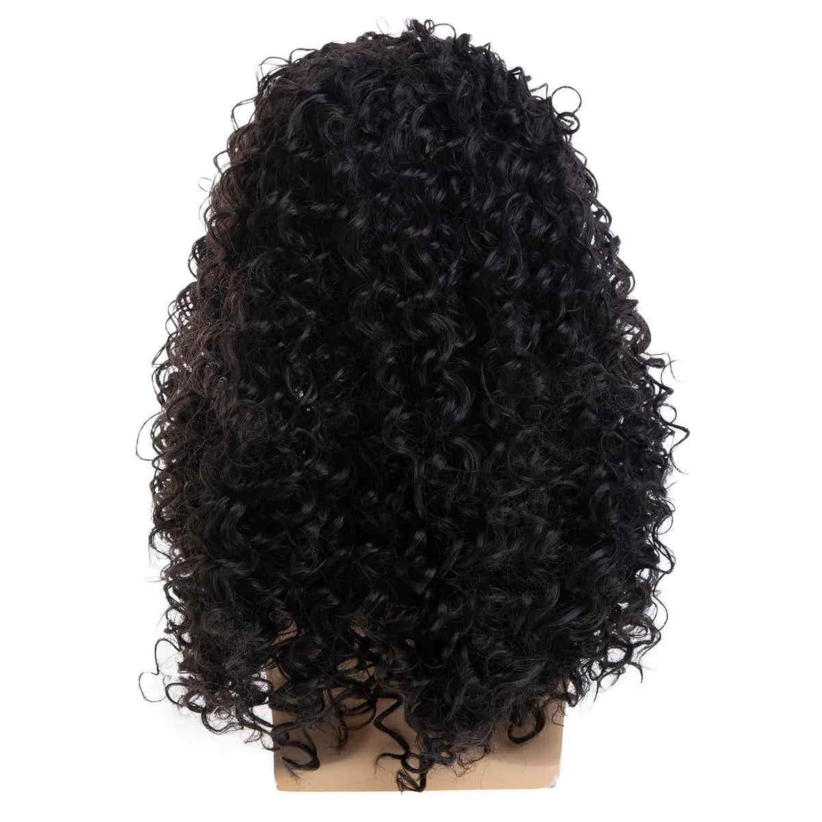 KissICON 20inches Men's Long Curly Black Wig Halloween Costume Party Synthetic Wig