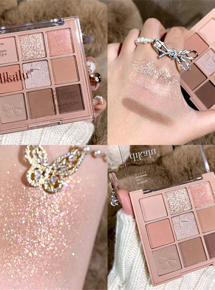 KissICON 21 💋 9 Colors Glitter Eyeshadow Palette - Waterproof