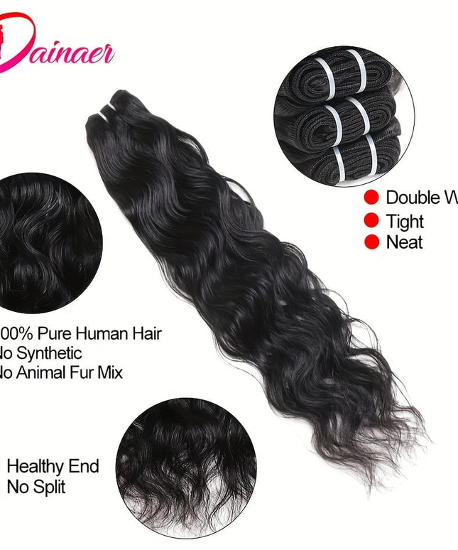 KissIcon Brazilian Natural Wave Bundles HD Lace Closure