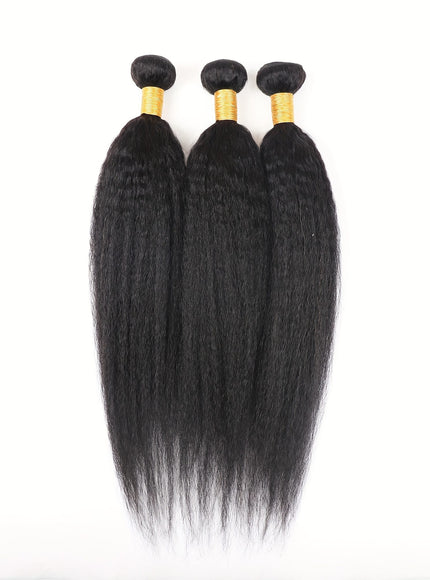 KissICON 22 22 22 / Natural Black Brazilian Yaki Straight Extensions 3 Bundles Remy Black