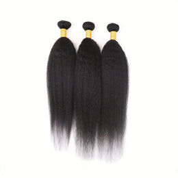 KissICON 22 24 24 / Natural Black Brazilian Yaki Straight Extensions 3 Bundles Remy Black