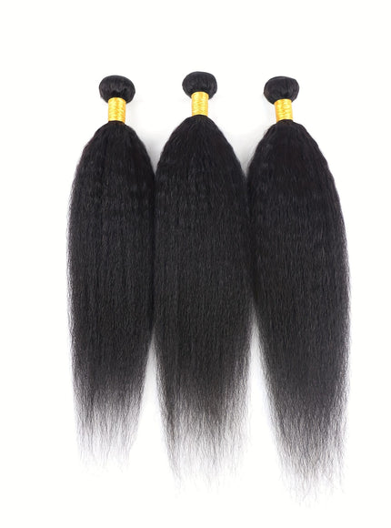 KissICON 22 24 26 / Natural Black Brazilian Yaki Straight Extensions 3 Bundles Remy Black