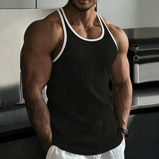 KissICON 22 / L 2026 Mens Slim Fit Rib Knit Fitness Tank Top